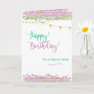 Happy Birthday to a Great Mum Watercolor Card