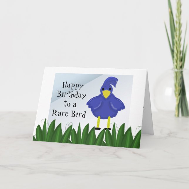 Happy Birthday to a Rare Bird - Cartoon Bird Card (Front)
