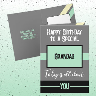 Happy Birthday to a special grandad grey mint Card