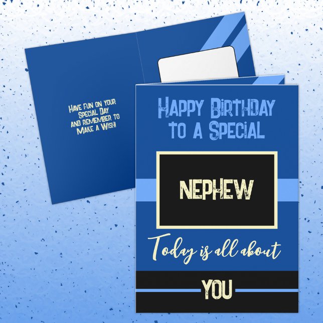 Happy Birthday to a special nephew blue black Card (Creator Uploaded)