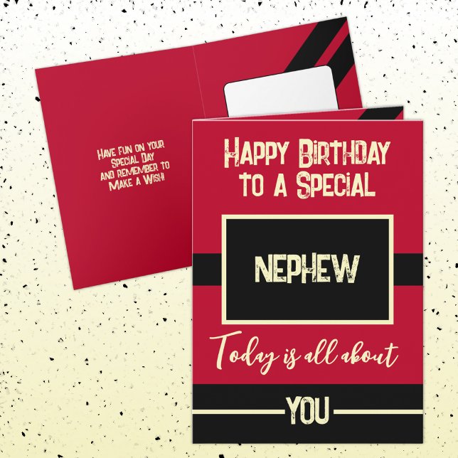 Happy Birthday to a special nephew red black Card (Creator Uploaded)