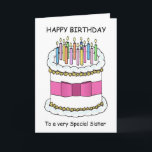 Happy Birthday to a Special Sister Nun Card<br><div class="desc">A cartoon image of a birthday cake covered in lit candles. The words 'Happy Birthday to a apecial sister' accompany the image.</div>