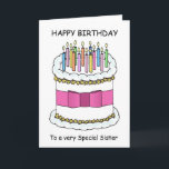 Happy Birthday to a Special Sister Nun Card<br><div class="desc">A cartoon image of a birthday cake covered in lit candles. The words 'Happy Birthday to a apecial sister' accompany the image.</div>