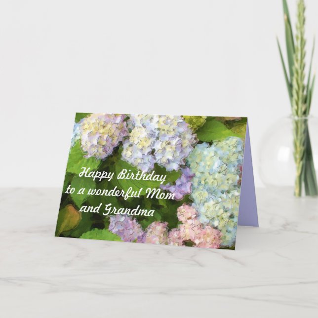 Happy Birthday to a Wonderful Mom and Grandma Card (Front)