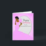 Happy Birthday To A Wonderful Sister Birthday Than Thank You Card<br><div class="desc">Pretty in Pink features an African American woman with a curly afro wearing a beautiful pink gown.  This cute birthday card gives you that spring/summer feel.</div>