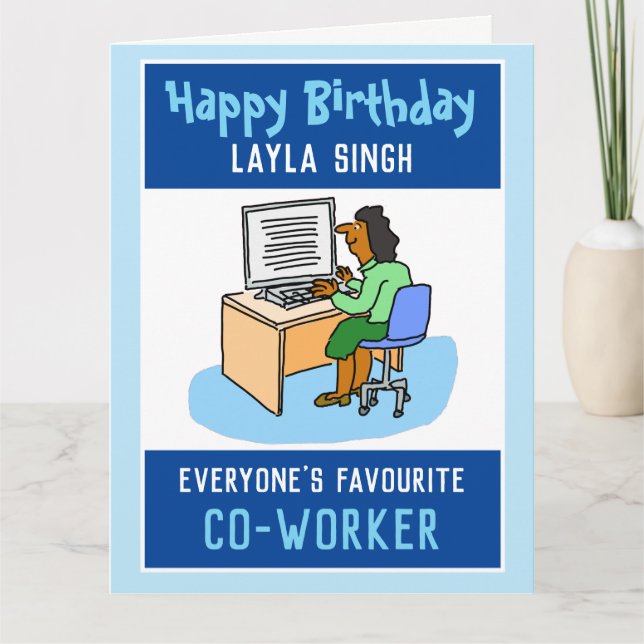 Happy Birthday to an Asian Office Colleague Card (Front)