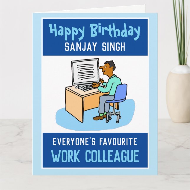 Happy Birthday to an Asian Work Colleague Card (Front)