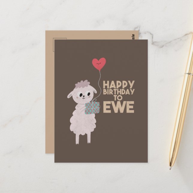 Happy Birthday to Ewe Postcard (Front/Back In Situ)