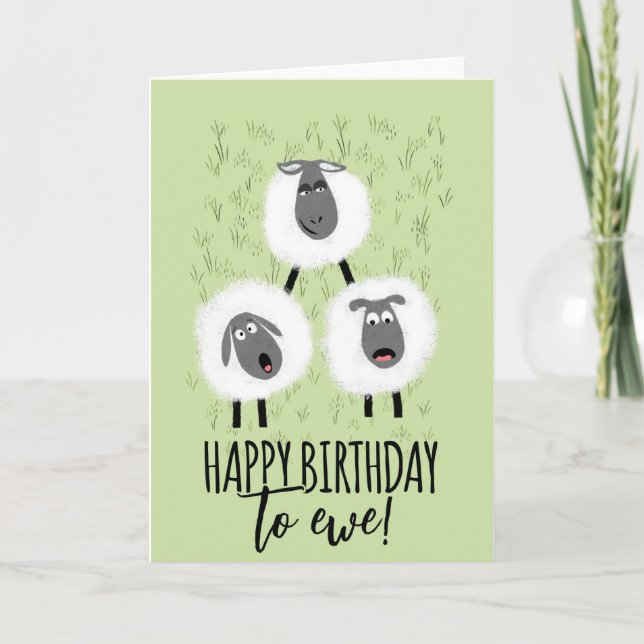 happy birthday to ewe sheep farmer  card (Front)