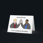 Happy Birthday to Gay Boyfriend Card<br><div class="desc">Two cartooon men in formal suits and funky waistcoats,  toasting each other with glasses of fizz. The words 'Happy Birthday to my Boyfriend' accompany the image.</div>