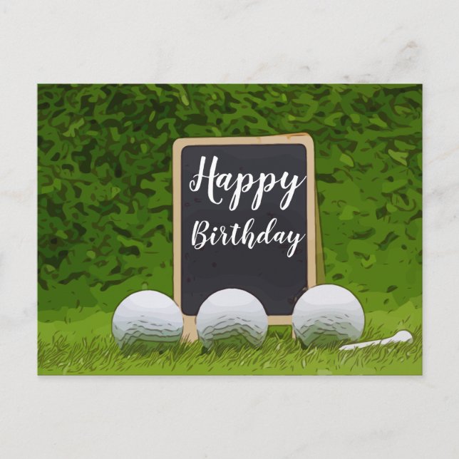 Happy Birthday to golfer with golf ball on green Postcard (Front)