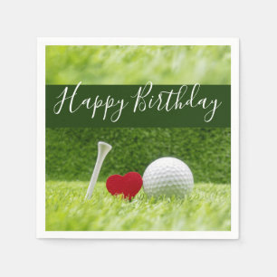 Happy Birthday to golfer with love and golf ball Napkin