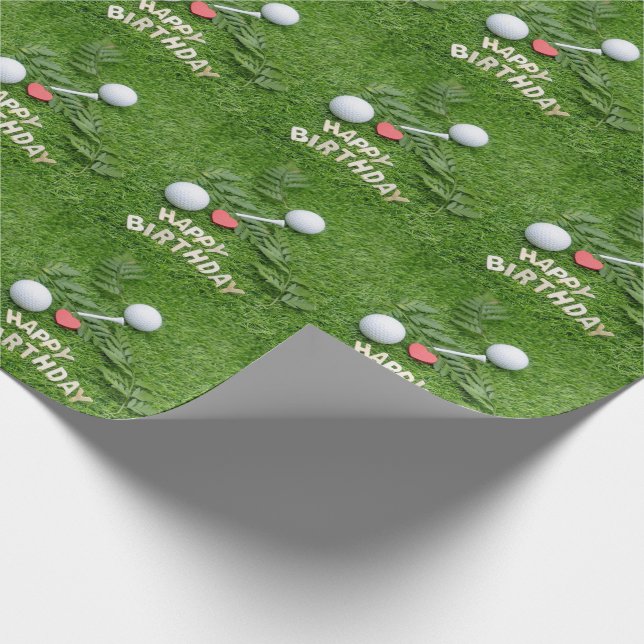 Happy Birthday to golfer with love and golf ball Wrapping Paper (Corner)