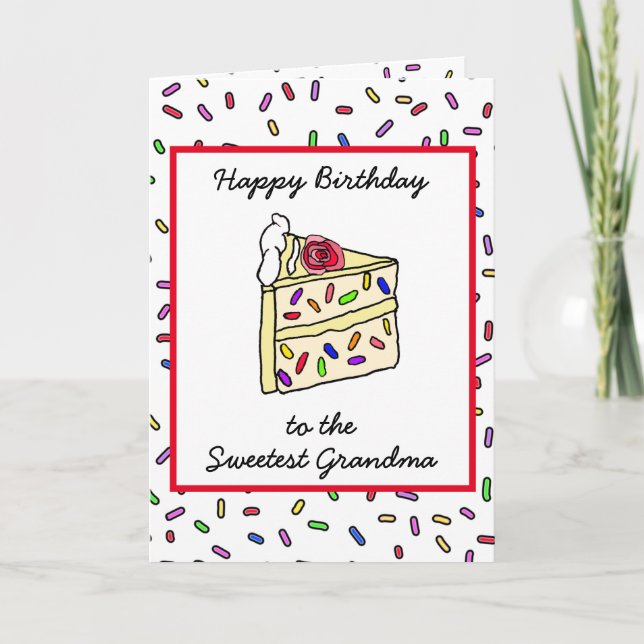 Happy Birthday to Grandma, Cute Cupcake     Card (Front)
