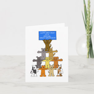 Happy Birthday to Great Grandson Cartoon Dogs Card