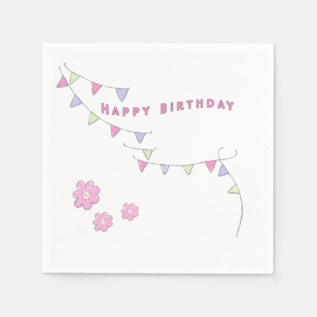 Happy Birthday To Her Pastel Colours Napkin (Front)