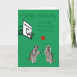 Happy Birthday To Husband Greeting Card<br><div class="desc">Wish your wonderful husband a Happy Birthday with two adorable raccoons playing basketball with a hoop marked raccoons on a pretty green background.</div>