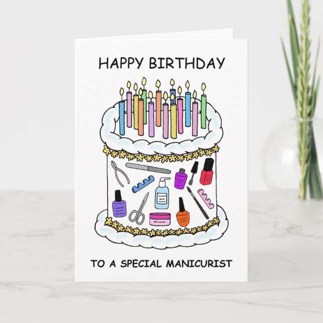 Happy Birthday to Manicurist Nail Technician Card (Front)