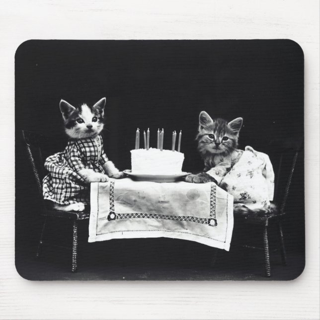 Happy Birthday to Meow | Kitties with Cake Mouse Mat (Front)