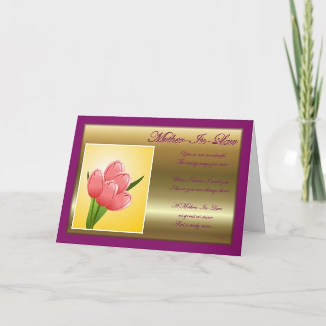 Happy Birthday to mother in law with flowers Card (Front)