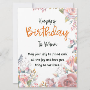 Happy Birthday To Mum Message Card