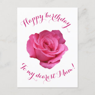 Happy Birthday to Mum pretty pink rose floral love Postcard