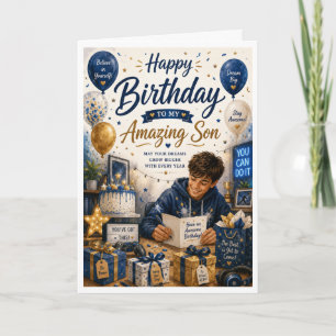 Happy Birthday to My Amazing Son Party Card Design