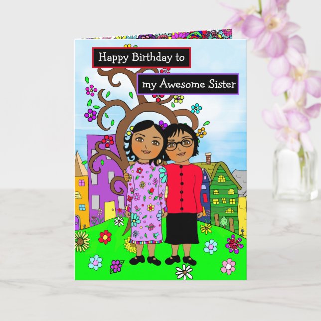 Happy Birthday to my Awesome Sister Card (Orchid)