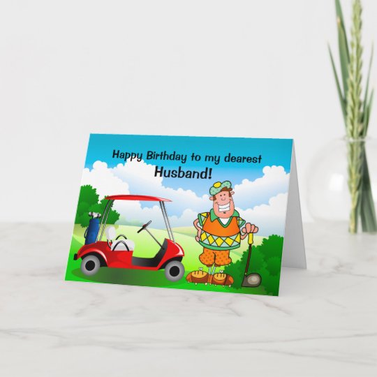 Happy Birthday To My Dearest Husband Golfer Card Zazzle Co Uk