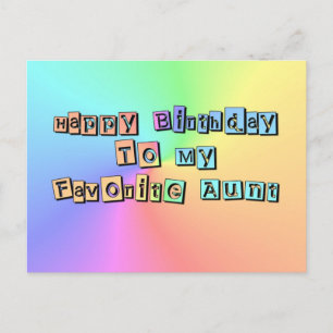 Happy Birthday To My Favourite Aunt Postcard