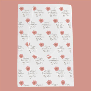 Happy Birthday To My Love Rose Image Medium Gift Bag
