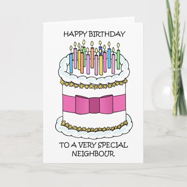 Happy Birthday to Neighbour UK Spelling Card (Front)