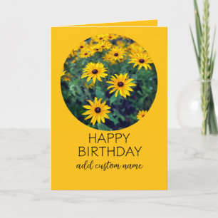 Happy Birthday to personalise bright yellow flower Card