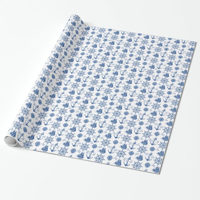 Happy Birthday to Ships Captain, Sailor Wrapping Paper (Unrolled)
