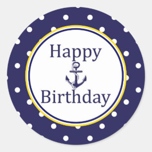 Happy Birthday to sticker - Nautical Yellow - Navy