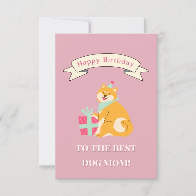 Happy Birthday to the Best Dog Mum! Smiling Shiba  Thank You Card (Front)