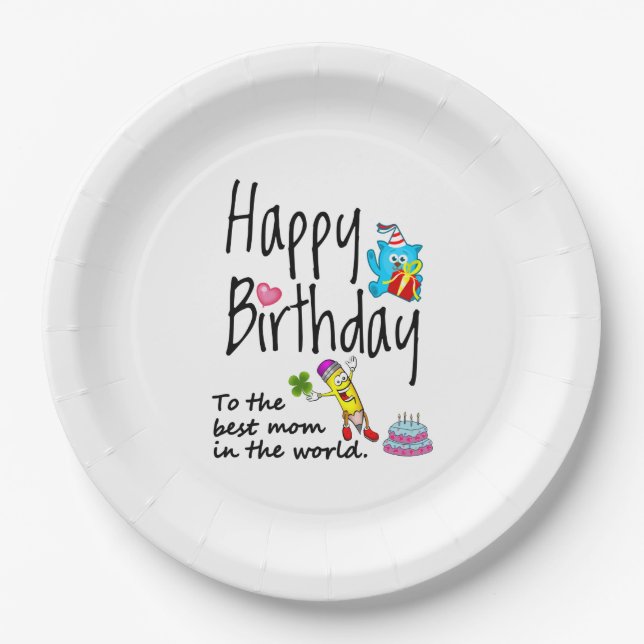 Happy Birthday to the best mum in the world Paper Plate (Front)