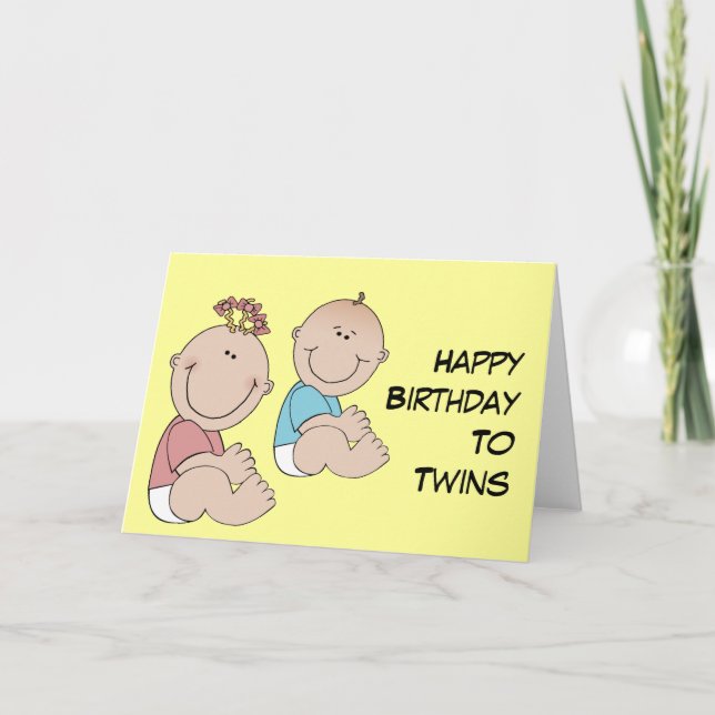 Happy Birthday to Twins Card (Front)
