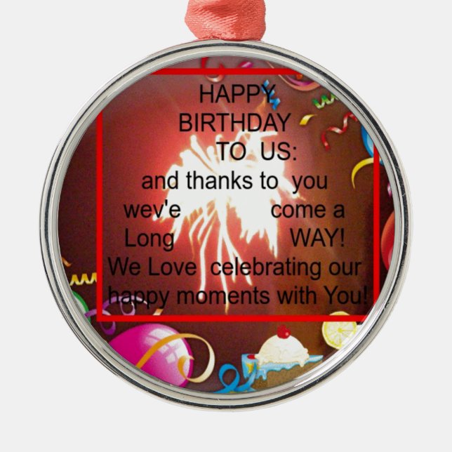 Happy Birthday to Us Art Print Metal Tree Decoration (Front)
