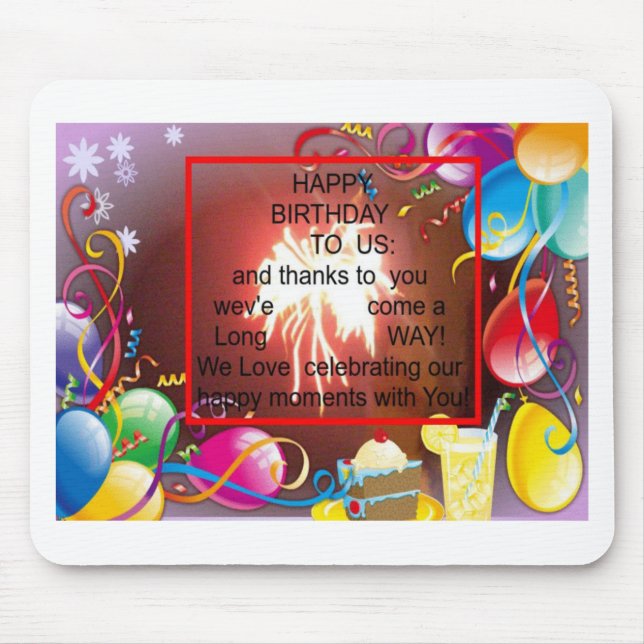 Happy Birthday to Us Art Print Mouse Mat (Front)