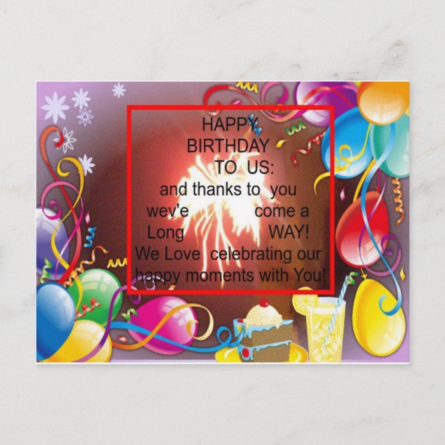 Happy Birthday to Us Art Print Postcard (Front)