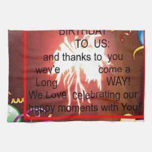 Happy Birthday to Us Art Print Tea Towel