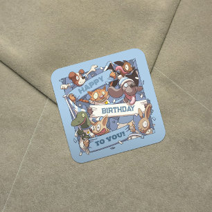 Happy Birthday To You Animal Fans Sky Blue & White Square Sticker
