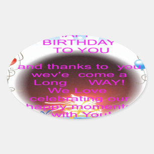 Happy Birthday to You Art Print Oval Sticker