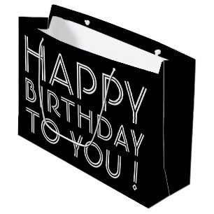 "Happy Birthday To You!" Black and White Large Gift Bag