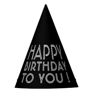 "Happy Birthday To You!" Black and White Party Hat