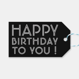 Black And White Happy Birthday Gift Tags & Gift Enclosures | Zazzle.co.uk