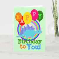 Happy Birthday to You Blue Cartoon Dinosaur