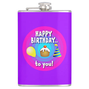 Happy Birthday To You Circle Design-47555 Hip Flask