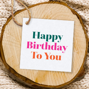 Happy Birthday To You Colourful Typography Favour Tags